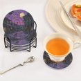 thumbnail image 3 of Yayeee 6 PCS Drink Coasters with Holder Set Woven Absorbent Round Tabletop Hot Pad, Purple Street, 3 of 7