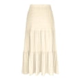 thumbnail image 7 of Wutalume Women's Fashion Summer Bohemian Solid Color Elastic Waist A-Line Pocket Half Length Skirt, Casual and Beachwear Style,Khaki L, 7 of 7