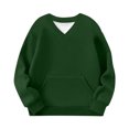 thumbnail image 6 of OGLCCG V Neck Sweatshirt for Girls with Pockets Casual Comfort Hoodless Hoodies Cozy Lightweight Fleece Pullover Sweatshirts No Hood 2-12 Years, 6 of 7