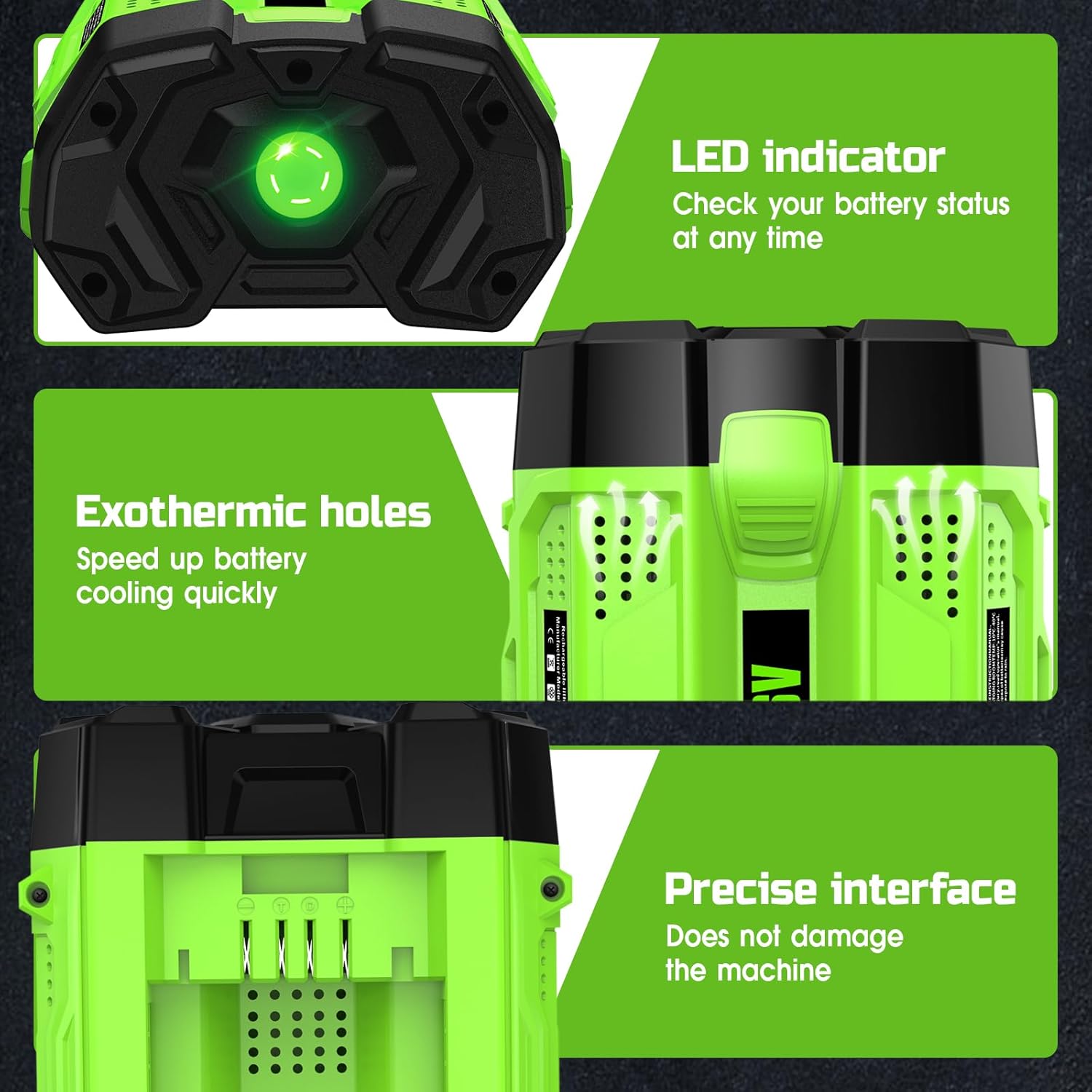 Replace for EGO 56V 5.0Ah Battery and Charger BA2800 BA4200 BA1400, Compatible with EGO All 56V Power+ Tools Lawn Mower Leaf Blower Chainsaw ST1511T LB7654 ST1623T