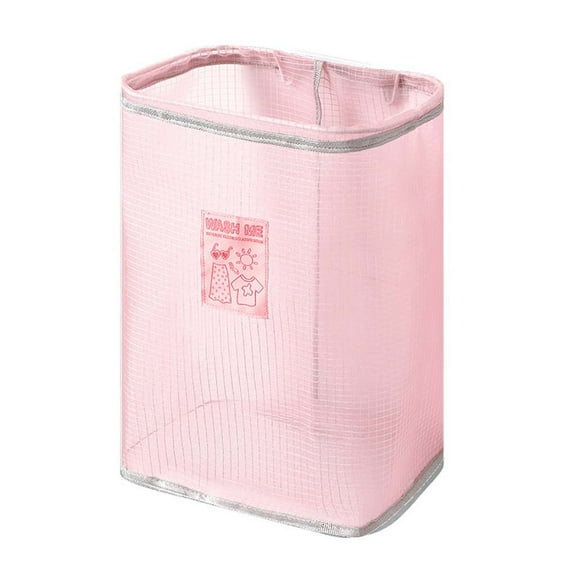 Mnjin Laundry Hamper Clothes Basket Cotton Washing Bag Foldable Storage Pink