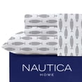 thumbnail image 3 of Nautica Woodblock Fish 100% Cotton Percale 3-Piece Sheet Set, Twin, Grey, 3 of 9