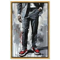 Man Of Style II Men Style Man Cave Canvas Wall Art by Notoriart, Gold Floater Frame, 31.5" x 46.5"