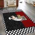 thumbnail image 3 of Abstract Washable Area Rugs 2.7'x5', Cartoon Style Cooks Black White Checkered Border Low Pile Throw Living Room Rug Non-Slip Sturdy Edge Binding Carpet for Indoor Entryway Bedside Kitchen, 3 of 9