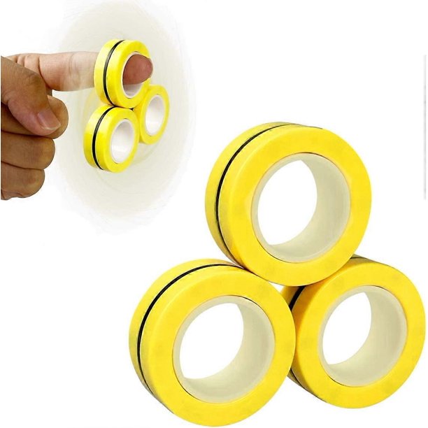 Anillos magnéticos para dedos, juguetes antiestrés para hombres, mujeres, adolescentes, niños y niñas, alivio de la ansiedad y el estrés, regalo para rellenar calcetines navideños (amarillo)