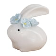 thumbnail image 2 of Generic Mini Ceramic White Bunny Rabbit Figurines Cute Animal Miniature Statues with Flowers Exquisite Rabbits Decorative Landscape Crafts Home Tabletop Ornaments, 2 of 7