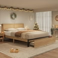 thumbnail image 3 of ChaoLink Queen Bed Frame with Rattan Headboard, Platform Bed Frame, Mid Century Bed Frame with 2 Storage Drawers, Large Under-Bed Space, No Box Spring Needed, Easy Assembly, 3 of 7
