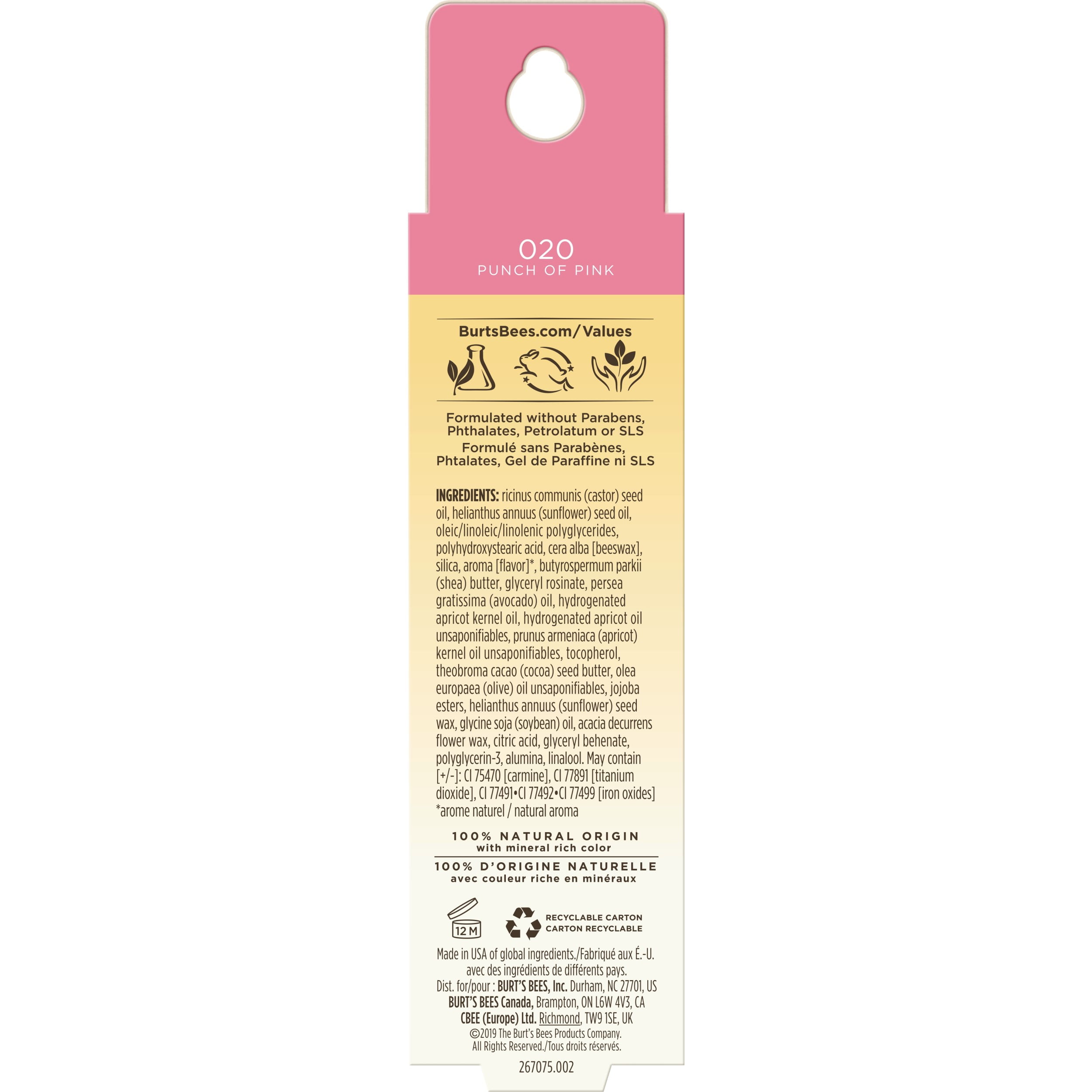 Burt's Bees 100% Natural Origin Moisturizing Lip Gloss, Punch of Pink  1 Squeeze Tube