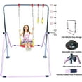 thumbnail image 2 of 3-in-1 Kids Jungle Gym: Monkey Bars, Swing, Trapeze Rings - Gymnastics Playground Fun, 2 of 8