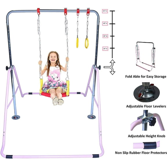 3-in-1 Kids Jungle Gym: Swing, Trapeze Rings, Gymnastics Fun at Home Playground