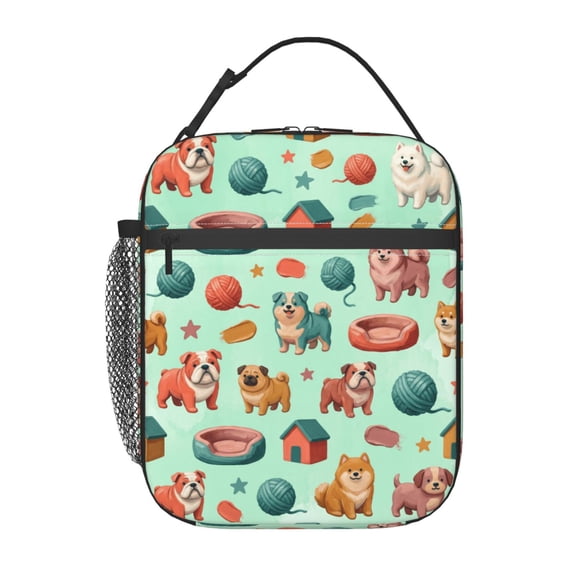 Dog Lunch Bag For Women Men, Insulated Reusable Thermal Cooler For Office Work Travel, Cute Bulldog Pug Patterned Lunch Box, Lunch Tote, Portable Food Carrier
