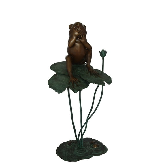 Frog on Lotus Bronze fountain Statue -  Size: 22"L x 20"W x 44"H.