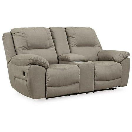 Bowery Hill Modern Faux Leather Double Reclining Loveseat in Gray