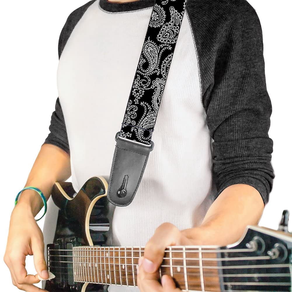 Buckle-Down Guitar Strap, Paisley Black White, 2 Inches Wide