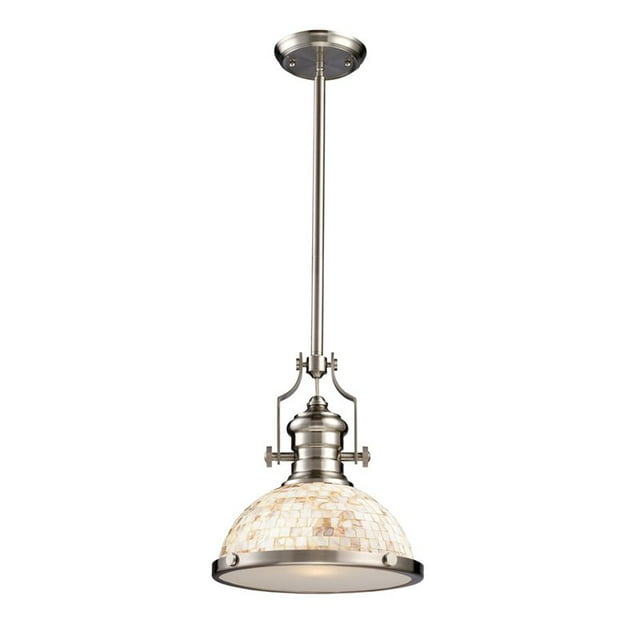 Elk Lighting Pendentif Chadwick LED en Nickel Satiné et Coquilles de Cappa