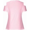 thumbnail image 4 of Summer Cold shoulder tops for women V Neck Short Sleeve Hollow Out Eyelet Lace Shirts Cute Basic Loose Blouse, 4 of 4