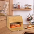 thumbnail image 6 of Vintage Double Layer Large Bread Box for Kitchen Counter, Retro Design Wooden Large Capacity Bread Storage Bin (Natural Bamboo), 6 of 14