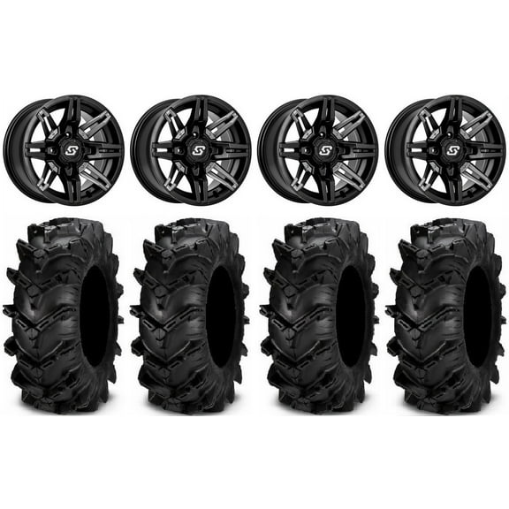 Sedona Rukus 14" Wheels Black  30mm 28" Cryptid Tires Sportsman 550 850 1000