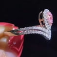 thumbnail image 4 of Mahablijewels Wedding Band Women Ring 14K White Gold Finish Pear Cut Pink Cubic Zirconia, 4 of 4
