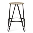 thumbnail image 4 of Simpli Home Simeon Industrial Metal 24 inch Metal Counter Height Stool with Wood Seat in Natural / Black, 4 of 6