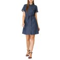 thumbnail image 2 of INSPIRE CHIC Women's Casual Button Front Summer Short Sleeve Dresses XS Medium Blue, 2 of 7