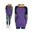 thumbnail image 5 of Women Loose T-Shirt Pullover Long Sleeve Splice Patchwork Blouse Women Stripe Flowy Top Casual Loungewear Basic Tee Tops, 5 of 6