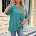 thumbnail image 4 of T-shirt à Manches Courtes Unicolore Décontracté pour Femmes - Col Rond, 4 of 7