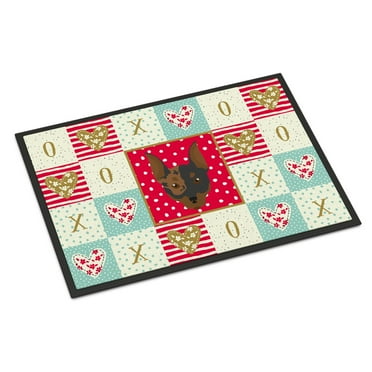 Carolines Treasures CK5204JMAT Harlequin Pinscher 2 Love Door Mat Indoor Rug or Outdoor Welcome Mat 24x36 Doormat 36"L x