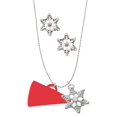 thumbnail image 1 of Delight Jewelry Acrylic 1.25" Red Megaphone Silver tone Snowflake Charm Necklace and Stud Earrings, 1 of 4