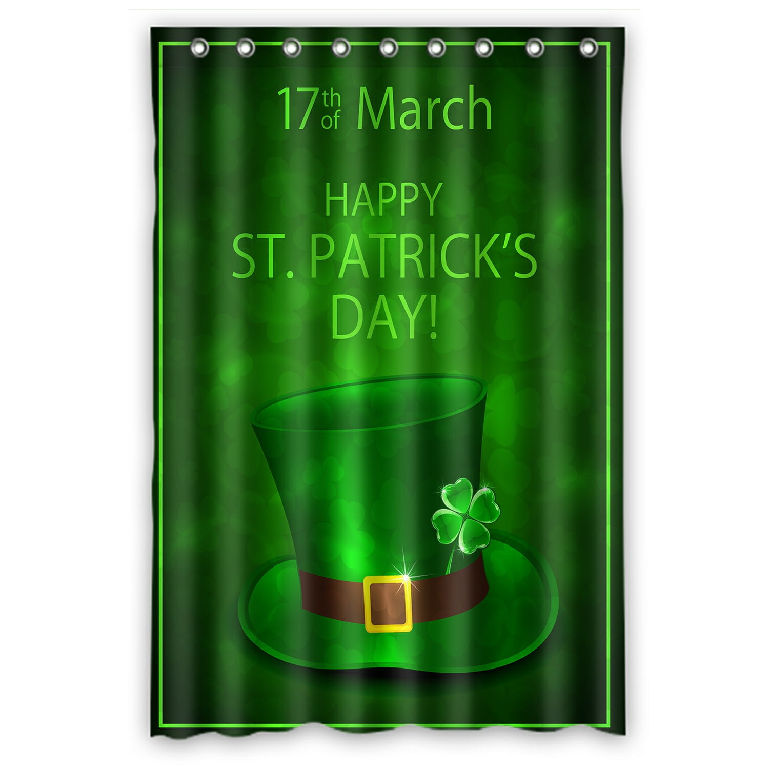 Happy St Patrick/'s Day Leprechaun Clover Truck Shower Curtain Set Bathroom Decor