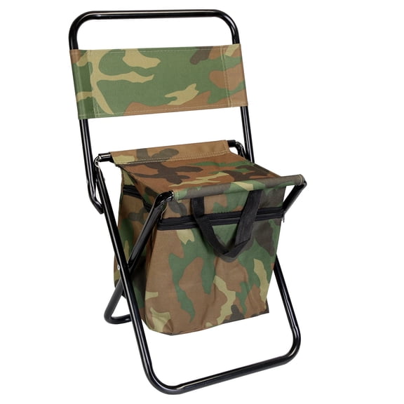 Portable Foldable Camping Chair with Cooler Bag TeqHome Lightweight Fishing Chair Compact Folding Chair Seat Outdoor Fishing Stool for Camping Fishing Hiking