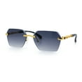 thumbnail image 4 of Luxury Rimless Beveled Rectangle Lens Jaguar Metal Figurine Arm Sunglasses Gold Black - Smoke, 4 of 8