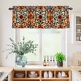 thumbnail image 5 of 3 Piece Kitchen Curtains and Valances Set Burnt Orange Green Cafe Curtains 24 Inch Length Vintage Abstract Flowers Valance & Tier Curtain for Living Room Bedroom Small Window 54"x18"+27"x24"*2, 5 of 6