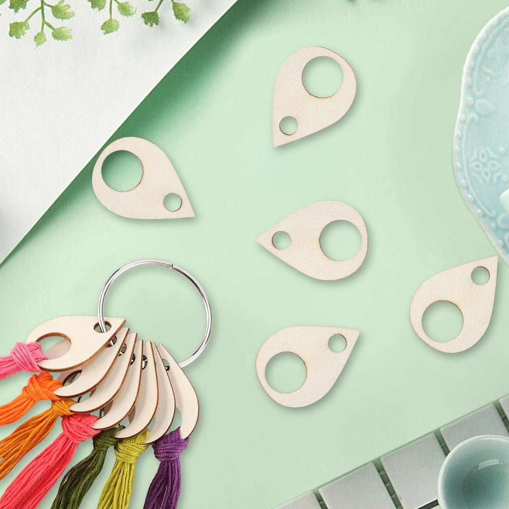 100Pcs MDF Board Bobbins Teardrop 1PC Iron Loose Leaf Book Binder Hinged Rings Teardrop 49.5x34.5x2mm DIY