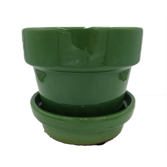 Standard Pot with Attached Saucer - 4.5" x 4" - Grass Green