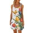 thumbnail image 1 of Daznico Robe d'Été pour Femmes, Mode d'Été Imprimée Plissée Sans Manches Bretelles Robe de Plage Décontractée, Robes d'Été pour Femmes, 1 of 4