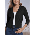 thumbnail image 6 of Women's Cropped Cardigan 3/4 Sleeve Spring Fall Sweater Solid Color Black XL, 6 of 7