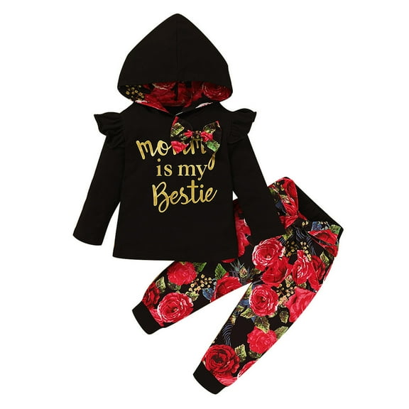 ibuvkizy Toddler Baby Girl Tank Top Sets Summer Baby Girl Outfits Clothes,Toddler Baby Girls Long Sleeve Letter Print Hoodie Top Floral Pants Outfits,Gifts for Her