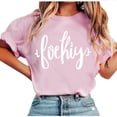 thumbnail image 3 of Uootdi Women's Summer T-Shirt Letter Printed Graphic Short Sleeve Humor Retro Tees Casual Loose Fitted Top Gift, 3 of 5