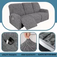 thumbnail image 4 of 4-Piece Recliner Chair Covers Stretch Jacquard Chair Covers for Reclining Chair Recliner Slipcovers for Living Room Soft Recliner Protector with Pocket, Dark Grey, 4 of 10