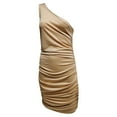 thumbnail image 5 of ClodeEU Ladies Slanted One Shoulder Sleeveless Solid Color Pleated Hip Mini Dress (Beige 8(L)), 5 of 6
