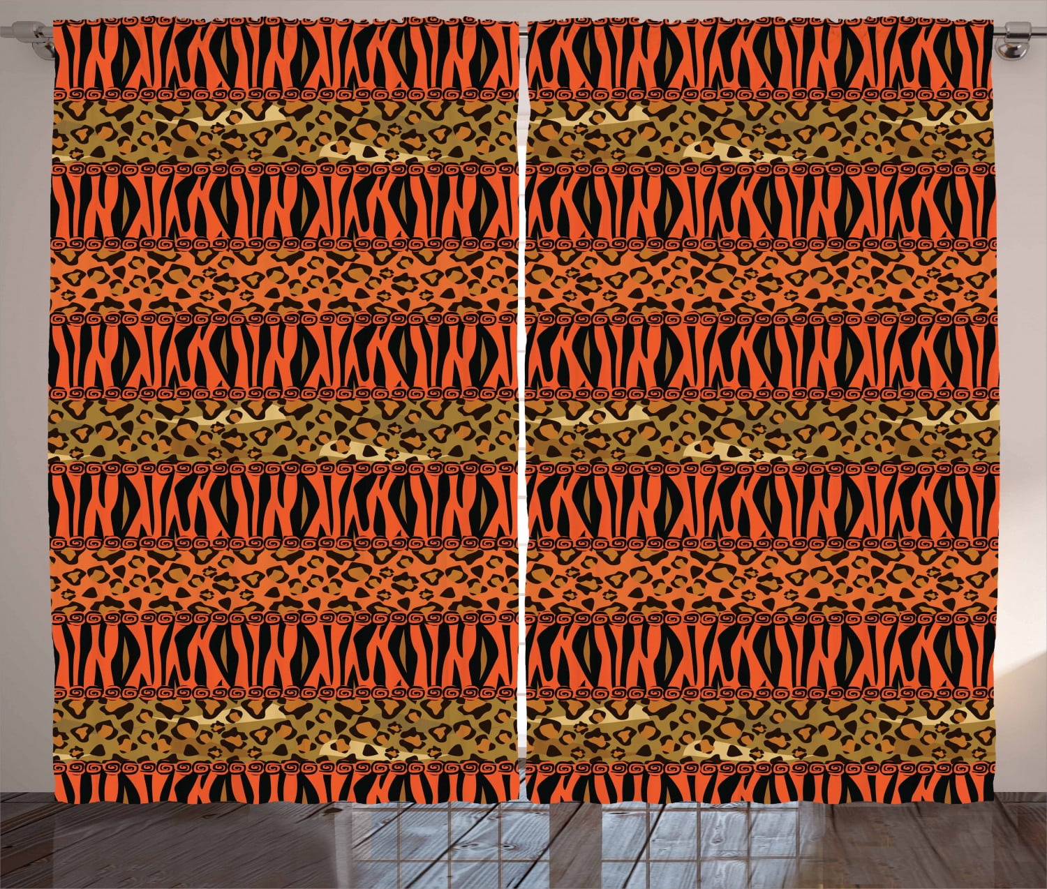 African Curtains 2 Panels Set, Leopard and Cheetah Skin ...