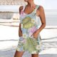 thumbnail image 3 of Gibobby pantalones de yoga Mono de un hombro con cordones y bolsillos con estampado de flores de talla grande para mujer(Azul， L), 3 of 4