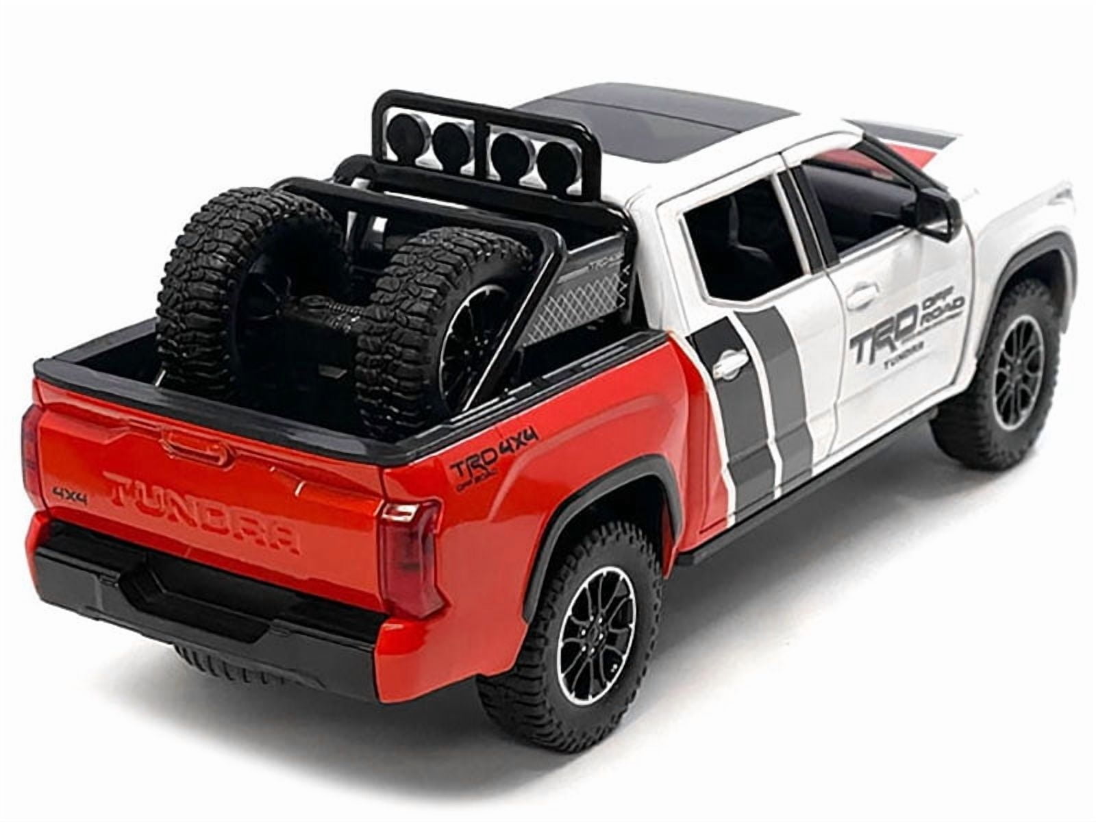 2023 Toyota Tundra TRD 4x4 Truck White & Red with Black and Gray with Sunroof and Wheel Rack Limited Ed 1/24 Diecast Model Car