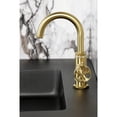 thumbnail image 4 of Kingston Brass KSD2217RKZ Wendell One-Handle 1-Hole Bathroom Faucet with Knurled Handle, Deck Plate, and Push Pop-Up Drain in Brushed Brass, 4 of 7