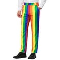 thumbnail image 5 of Unique Bargains Men's Striped Pants Business Skinny Fit Color Block Trousers 32 Multicolor, 5 of 6