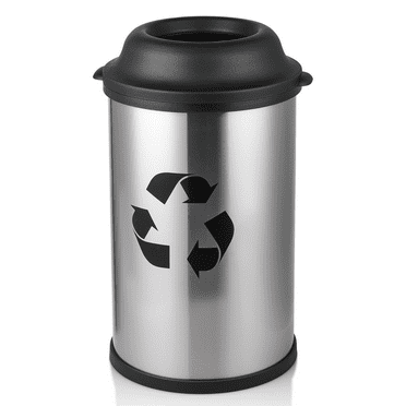 Dome Top Trash Can Outdoor Commercial Recycling Dustbin Sliver Waste Garbage Bin