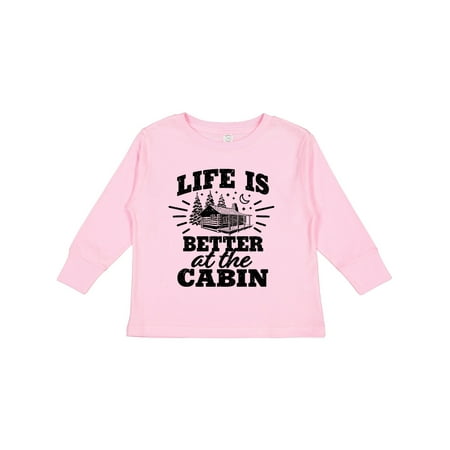 

Inktastic Life is Better at the Cabin with Trees and Moon Gift Toddler Boy or Toddler Girl Long Sleeve T-Shirt