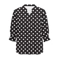 thumbnail image 6 of Scyoekwg Women's 3/4 Sleeve Tops Dressy Casual V-Neck Button Up Three-Quarter Sleeve Tops Trendy Clothes Solid Color Summer Loose Fit Top Black ,S, 6 of 6