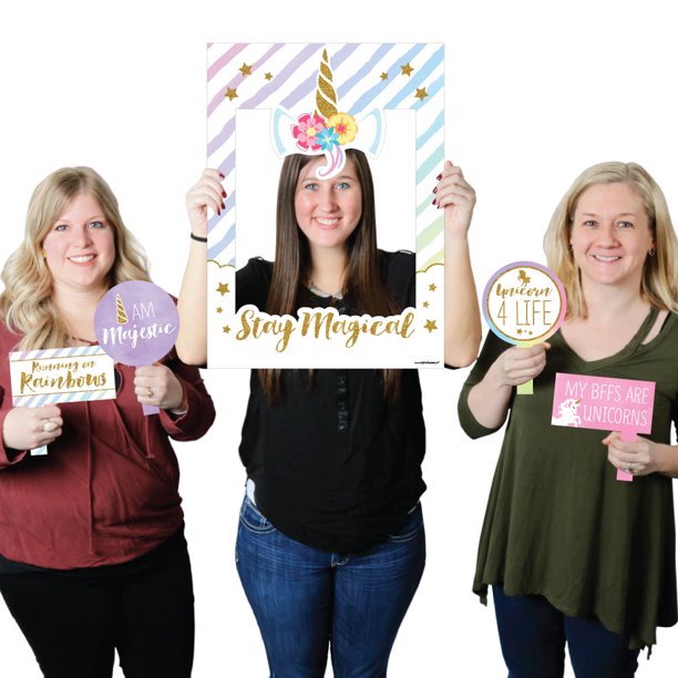 Big Dot Of Happiness Rainbow Unicorn Magical Unicorn Baby Shower Or Birthday Party Selfie Photo Booth Picture Frame Props Printed On Sturdy Material Walmart Com Walmart Com